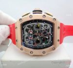 Richard Mille Flyback RM 11-03 Replica Watches Rose Gold Red Rubber Band